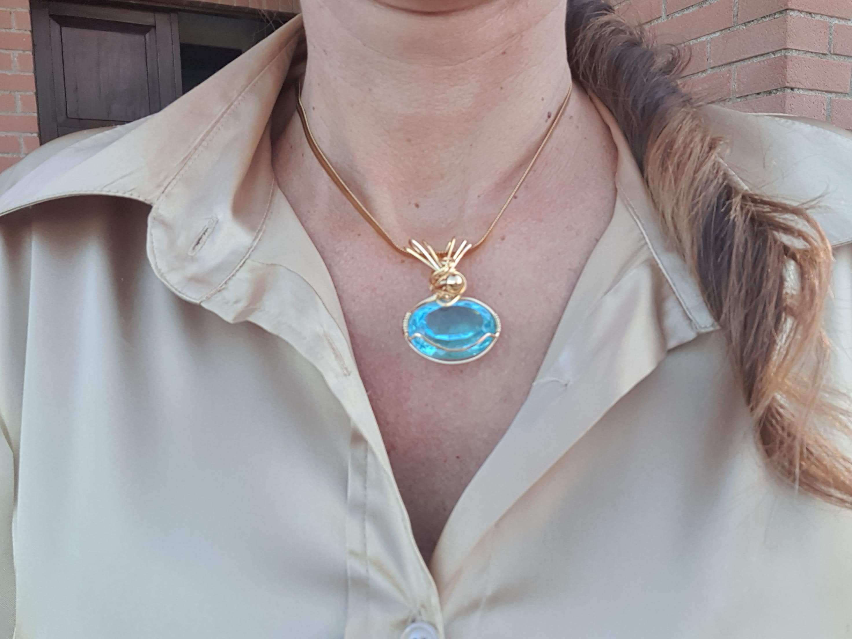 Pendente Lion's Gate Andara Celestial Aqua Oro 14k – Attivazione DNA e Guarigione Energetica