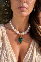CUORE DI GAIA – Collana con Perle Barocche e Dioptasio in Oro 14K | Alchimia Cristallina