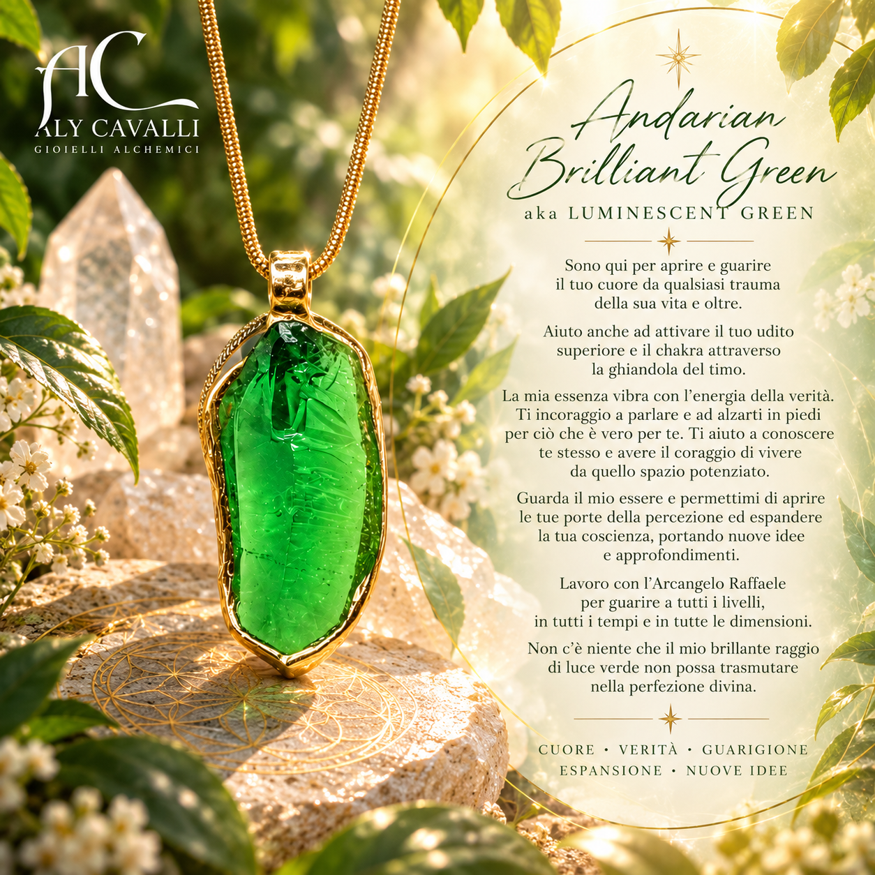 Pendente Ali di Raffaele Andara cristallo Brillant Green