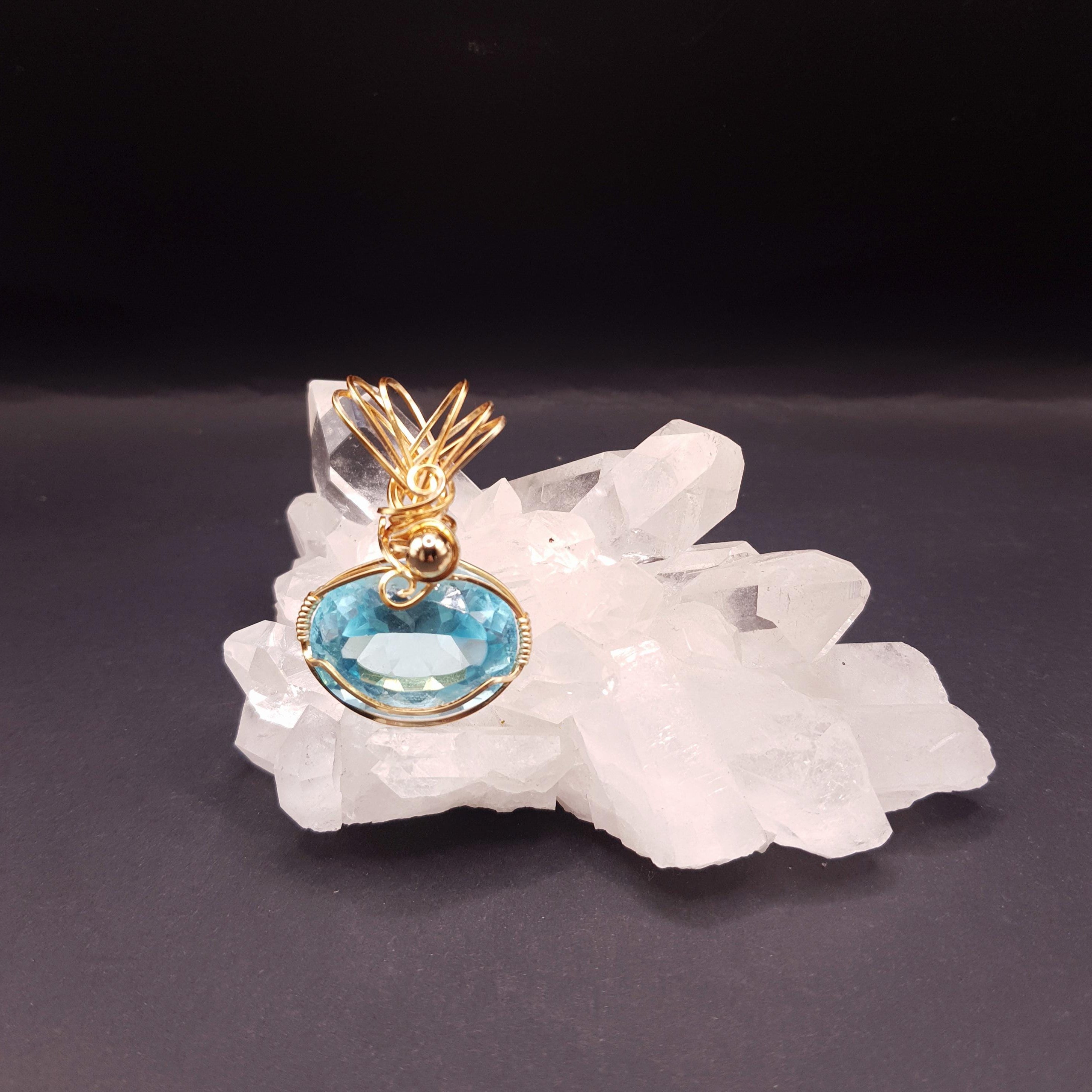 Pendente Lion's Gate Andara Celestial Aqua Oro 14k – Attivazione DNA e Guarigione Energetica