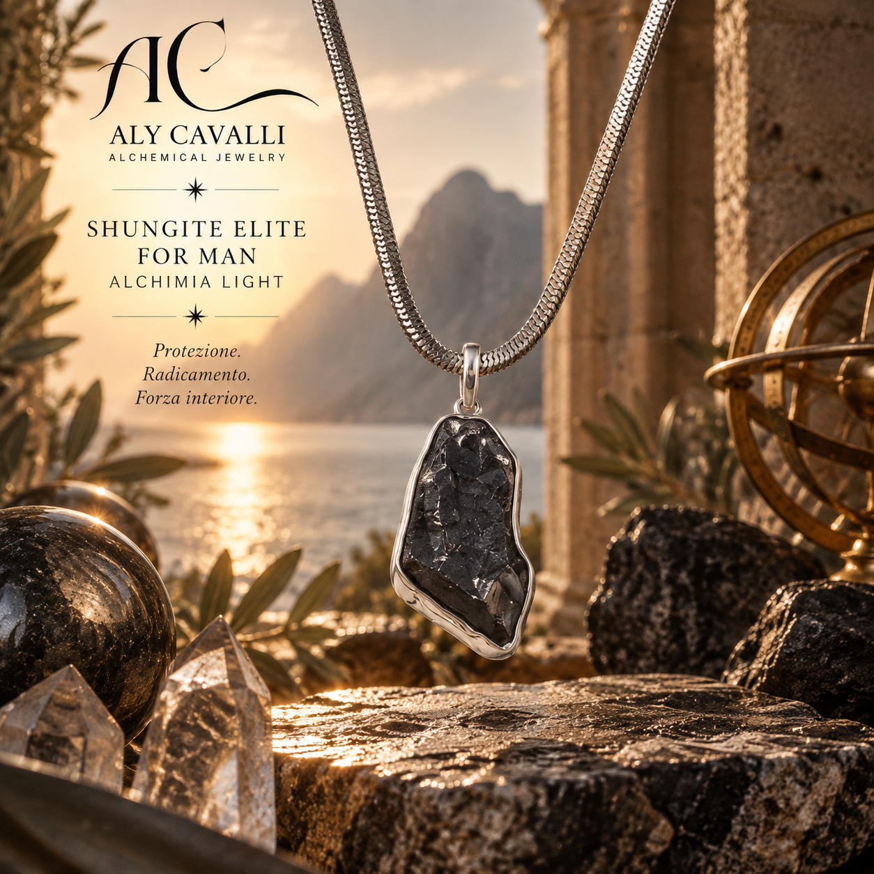 Shungite – Ciondolo  argento | Alchimia Cristallina Light