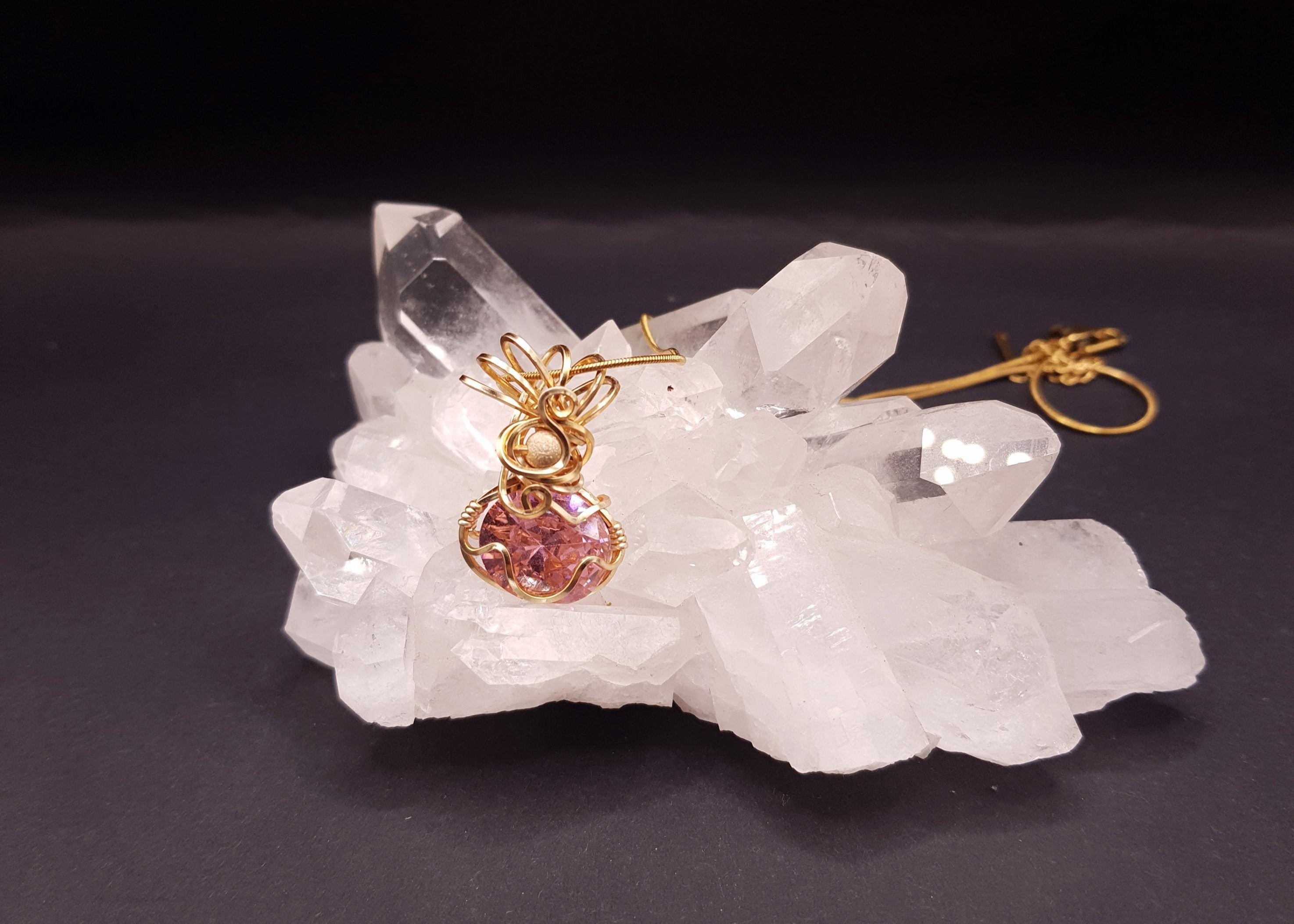 Pendente Pink Angel Andara Oro 14k – per Guarigione e Attivazione DNA