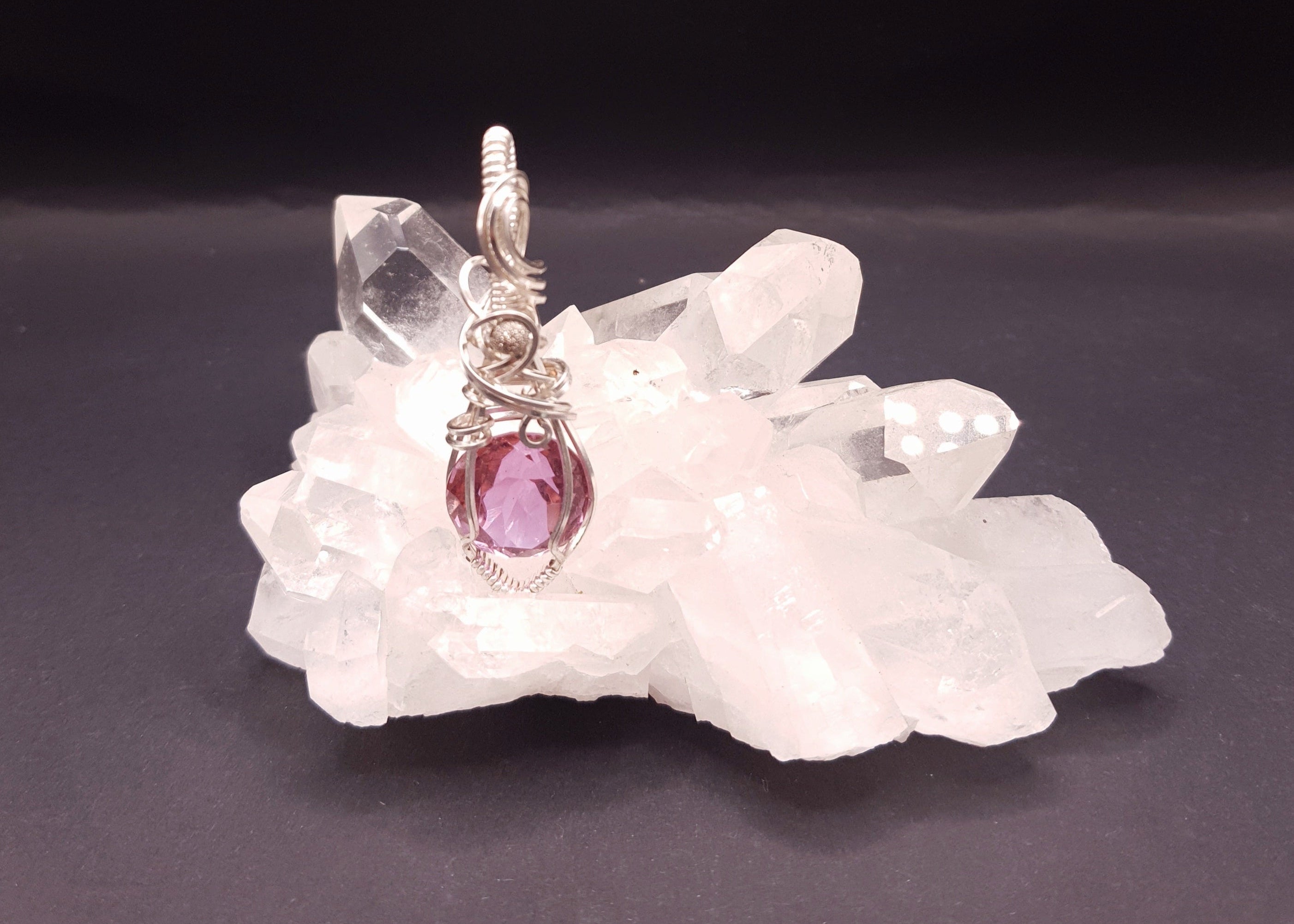 Silver Plated Andara Crystal Pendant, Deep Purple – Unique Jewelry