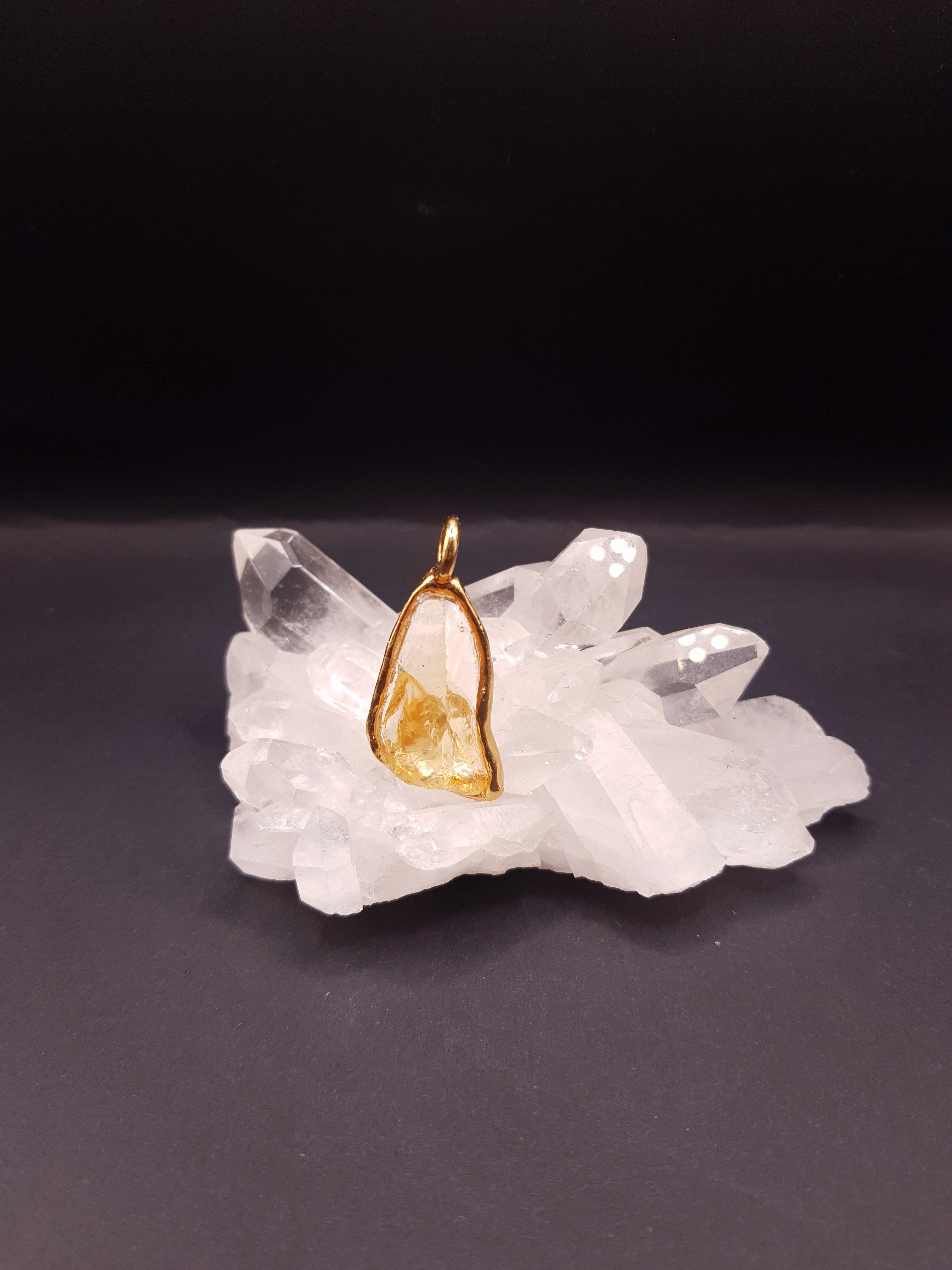 Pendente Solaris Miele Andara Cristallo in puro argento placcato oro 18k