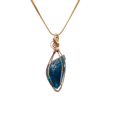 Ciondolo con Cristallo Andara Oro 14K – Blu Verde Oceano – Attivazione DNA