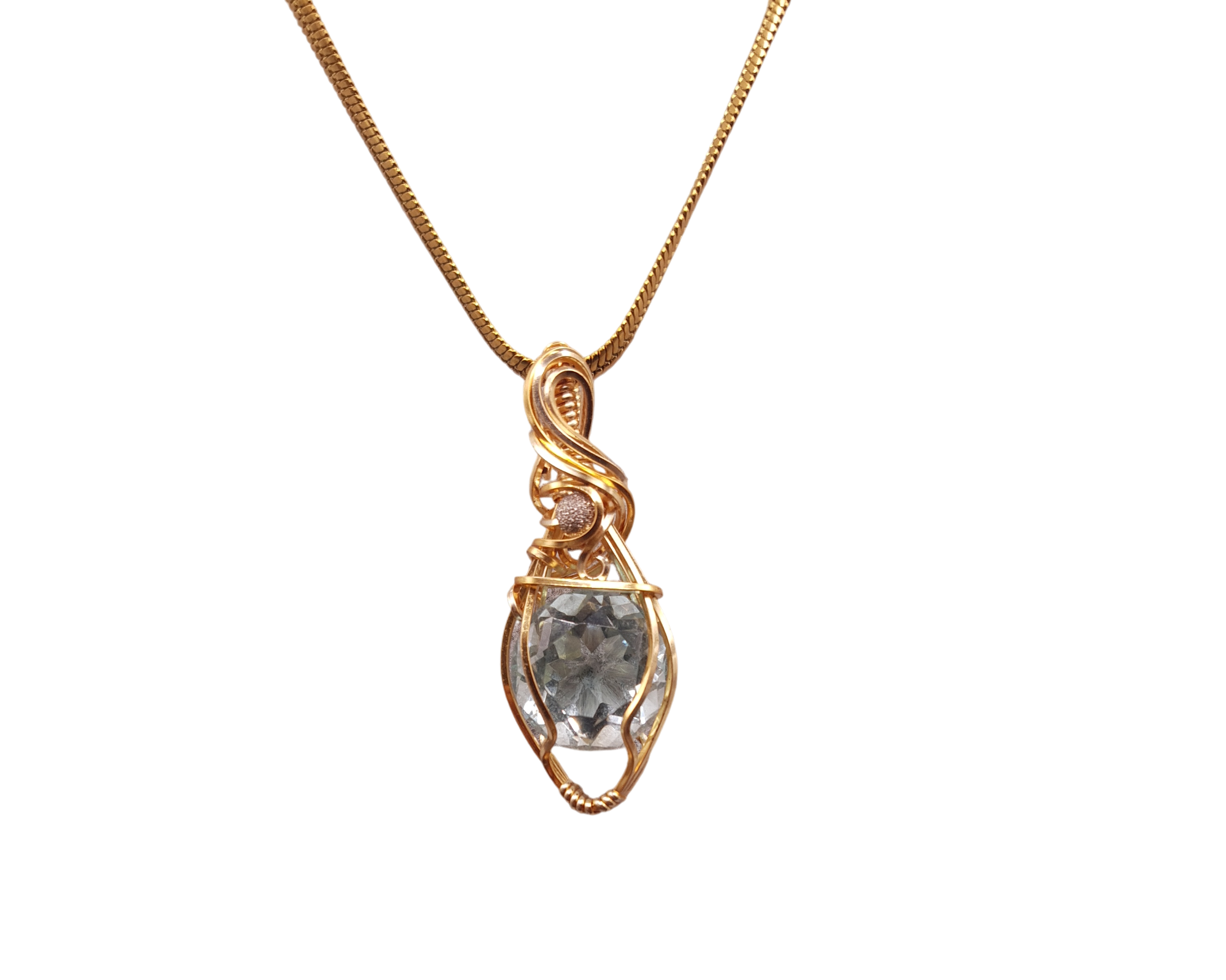 Ciondolo con Cristallo Andara Placcato Oro – Taglio Diamante, Cuore di Atlantide