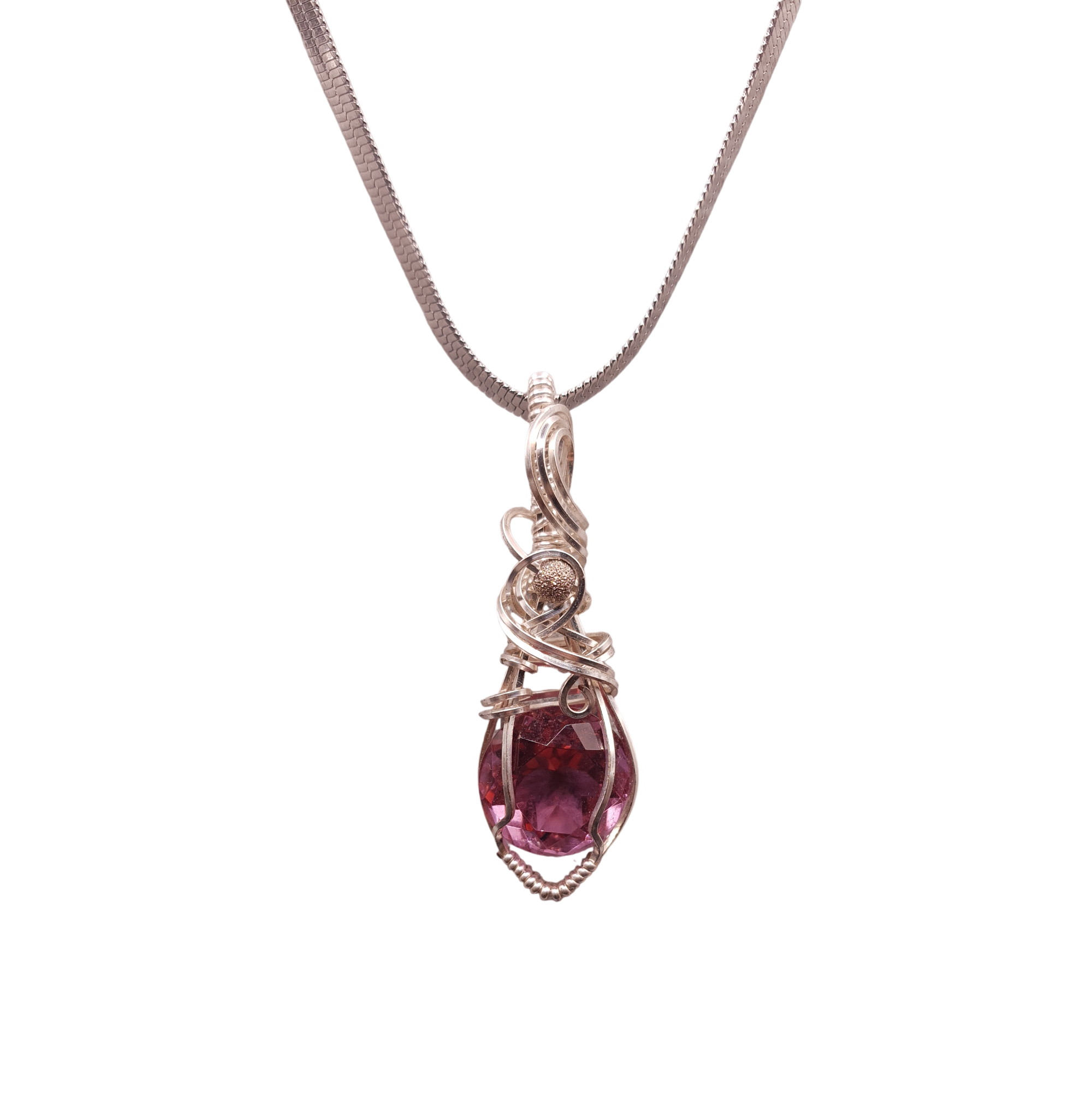 Ciondolo con Cristallo Andara Placcato Argento, Viola Profondo –  Gioiello Unico