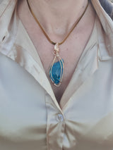 Ciondolo con Cristallo Andara Oro 14K – Blu Verde Oceano – Attivazione DNA