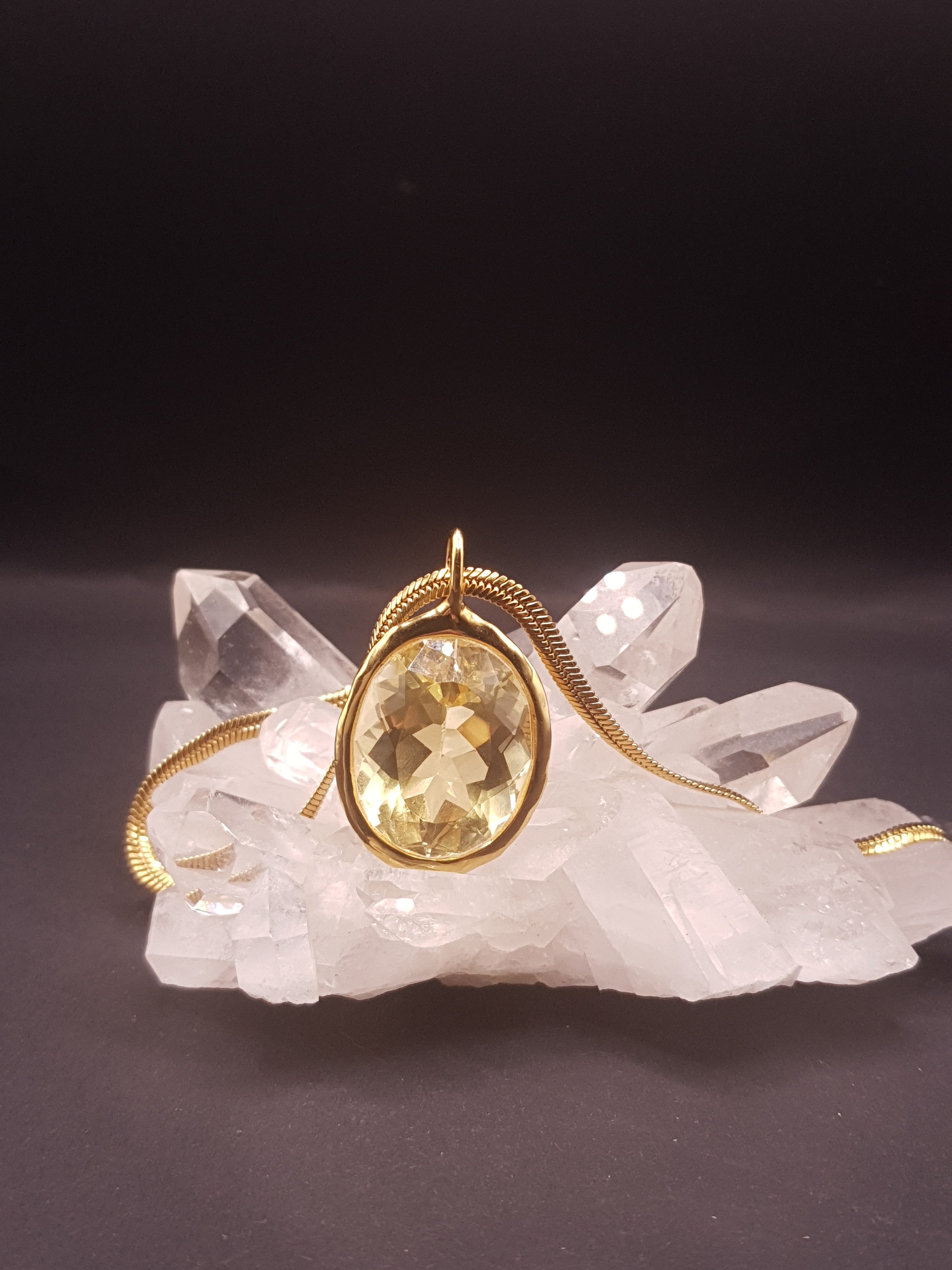 Pendente Solaris Miele Andara Cristallo in puro argento placcato oro 18k