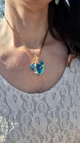 Blue Ray – Genuine 14K Gold Brilliant Blue Andara Crystal Pendant – High Vibration, DNA Activation
