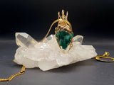 14K Gold Dioptase Pendant – Heart Awakening, DNA Activation, Energy Healing, Exclusive One-of-a-Kind Piece