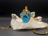 Blue Ray – Genuine 14K Gold Brilliant Blue Andara Crystal Pendant – High Vibration, DNA Activation