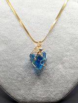 Blue Ray – Genuine 14K Gold Brilliant Blue Andara Crystal Pendant – High Vibration, DNA Activation