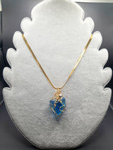 Blue Ray – Genuine 14K Gold Brilliant Blue Andara Crystal Pendant – High Vibration, DNA Activation