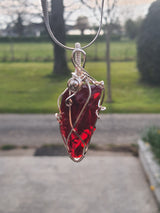 Ciondolo con Cristallo Andara red flame Placcato argento – Alta Vibrazione, Attivazione DNA, Codici di Luce, Guarigione Energetica