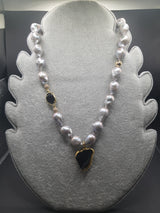 Orion – Baroque Pearl and Andara Black Cosmic Key Necklace