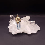 Ciondolo Aqua Aura Quartz Argento Placcato Oro 18k – Pallade Atena Gioiello Fatto a Mano