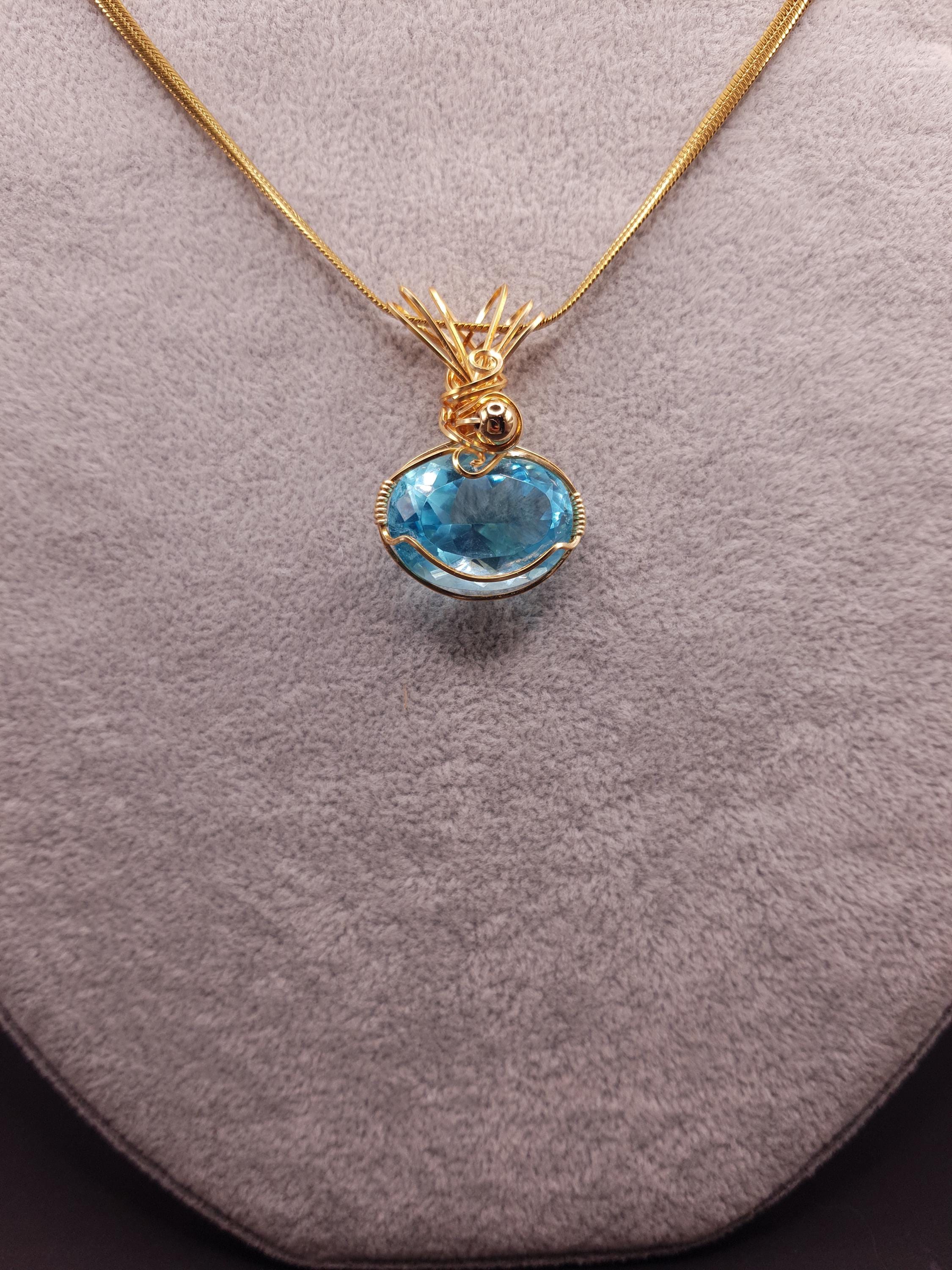 Pendente Lion's Gate Andara Celestial Aqua Oro 14k – Attivazione DNA e Guarigione Energetica