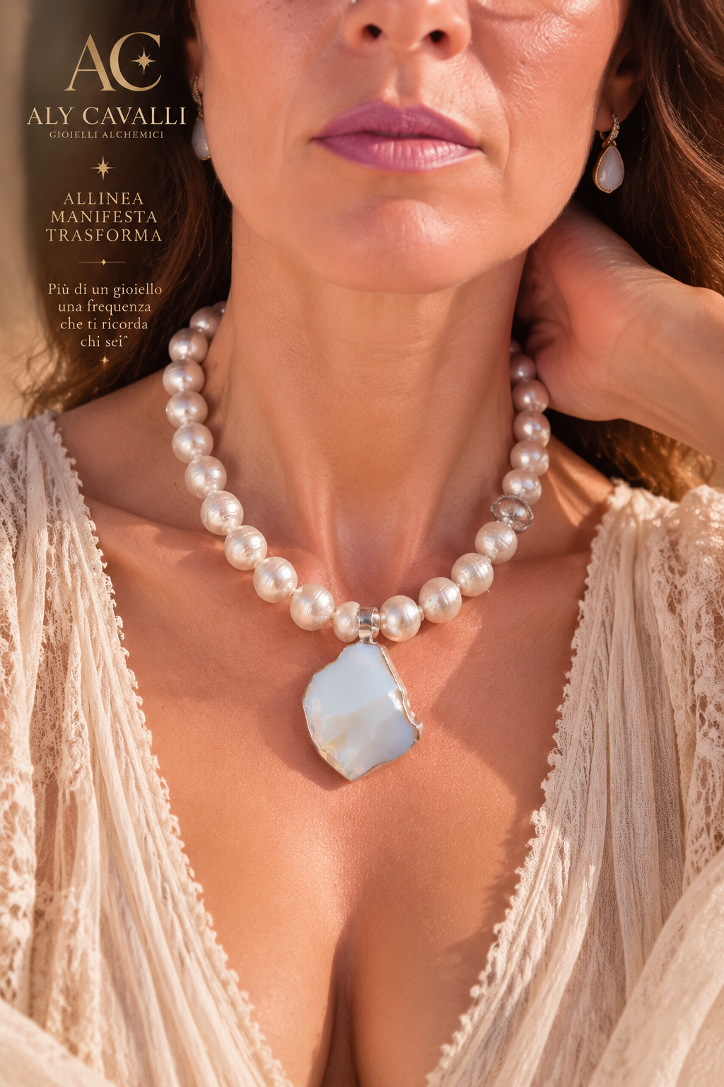 LUCI DI ARTURO – Collana Perle Barocche e Andara in Argento 925 | Alchimia Cristallina