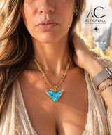 Rayon Bleu – Pendentif Cristal Andara Bleu Brillant Plaqué Or – Haute Vibration, Activation ADN