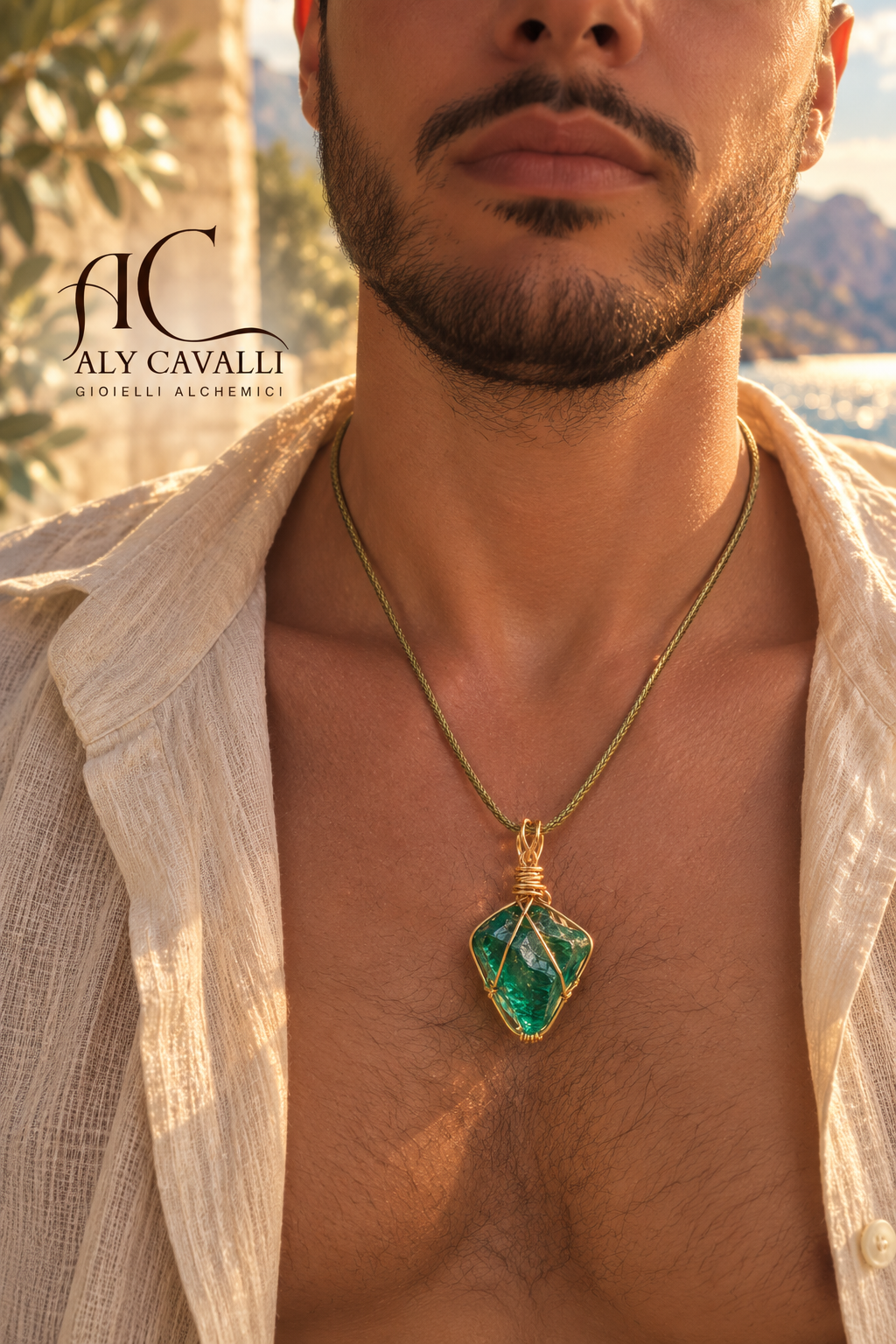Raffaele Andara Wings Pendant Brilliant Green Crystal