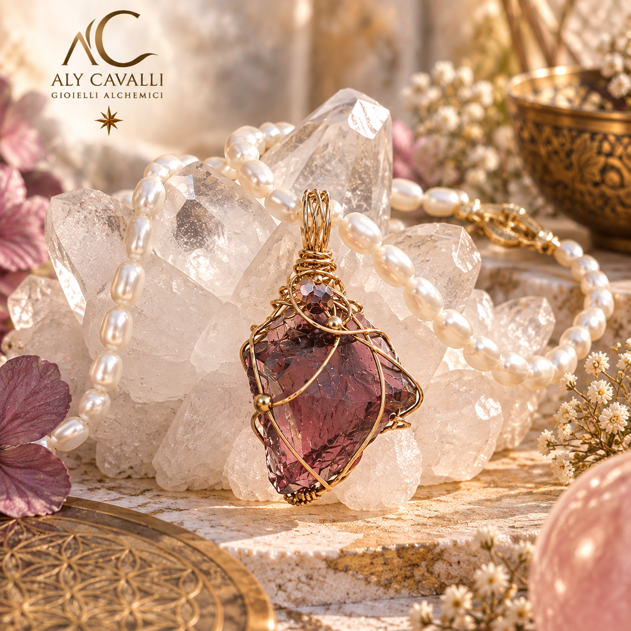 Silver Plated Andara Crystal Pendant, Deep Purple – Unique Jewelry