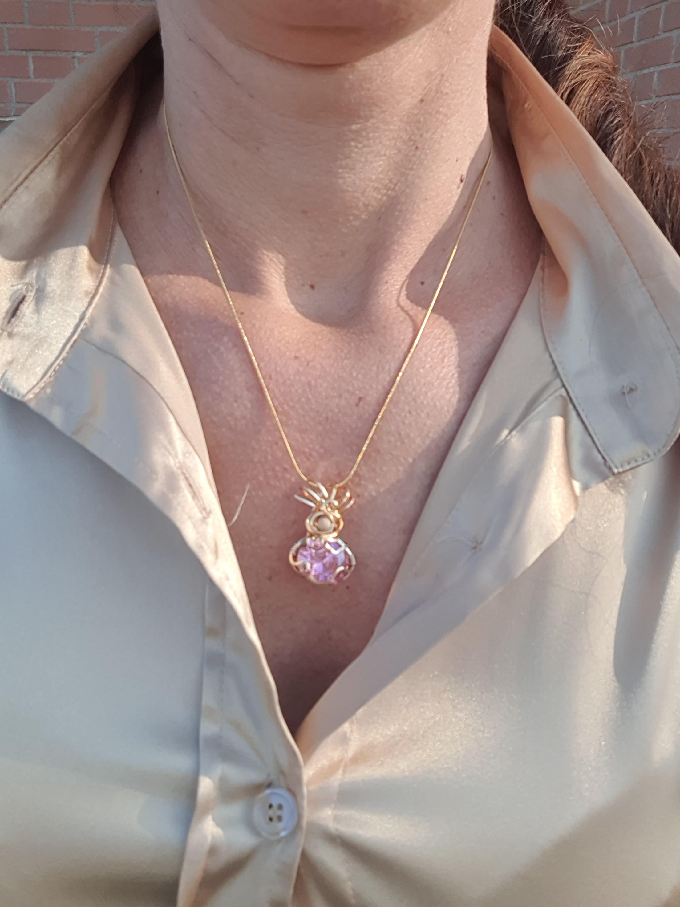 Pendente Pink Angel Andara Oro 14k – per Guarigione e Attivazione DNA