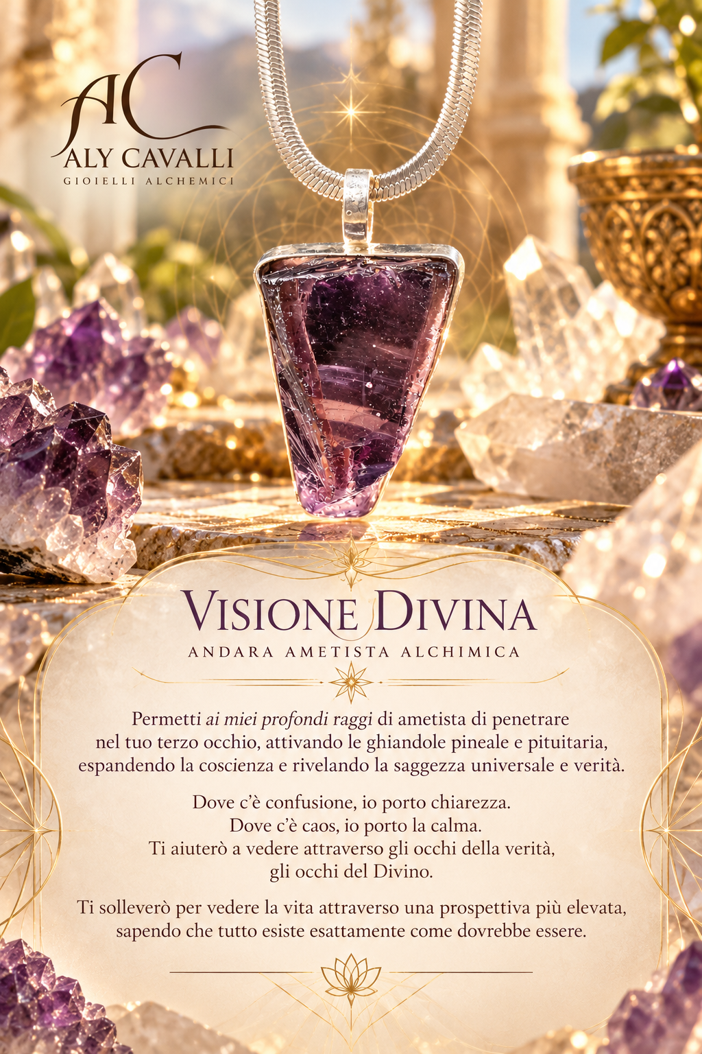 VISIONE DIVINA Ciondolo con Andariano Ametista Sovrano argento 925