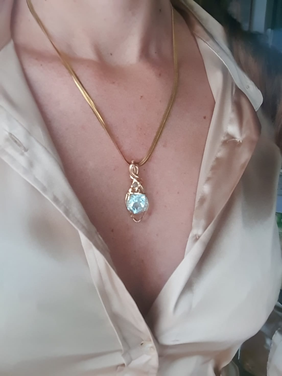 Ciondolo con Cristallo Andara Placcato Oro – Taglio Diamante, Cuore di Atlantide