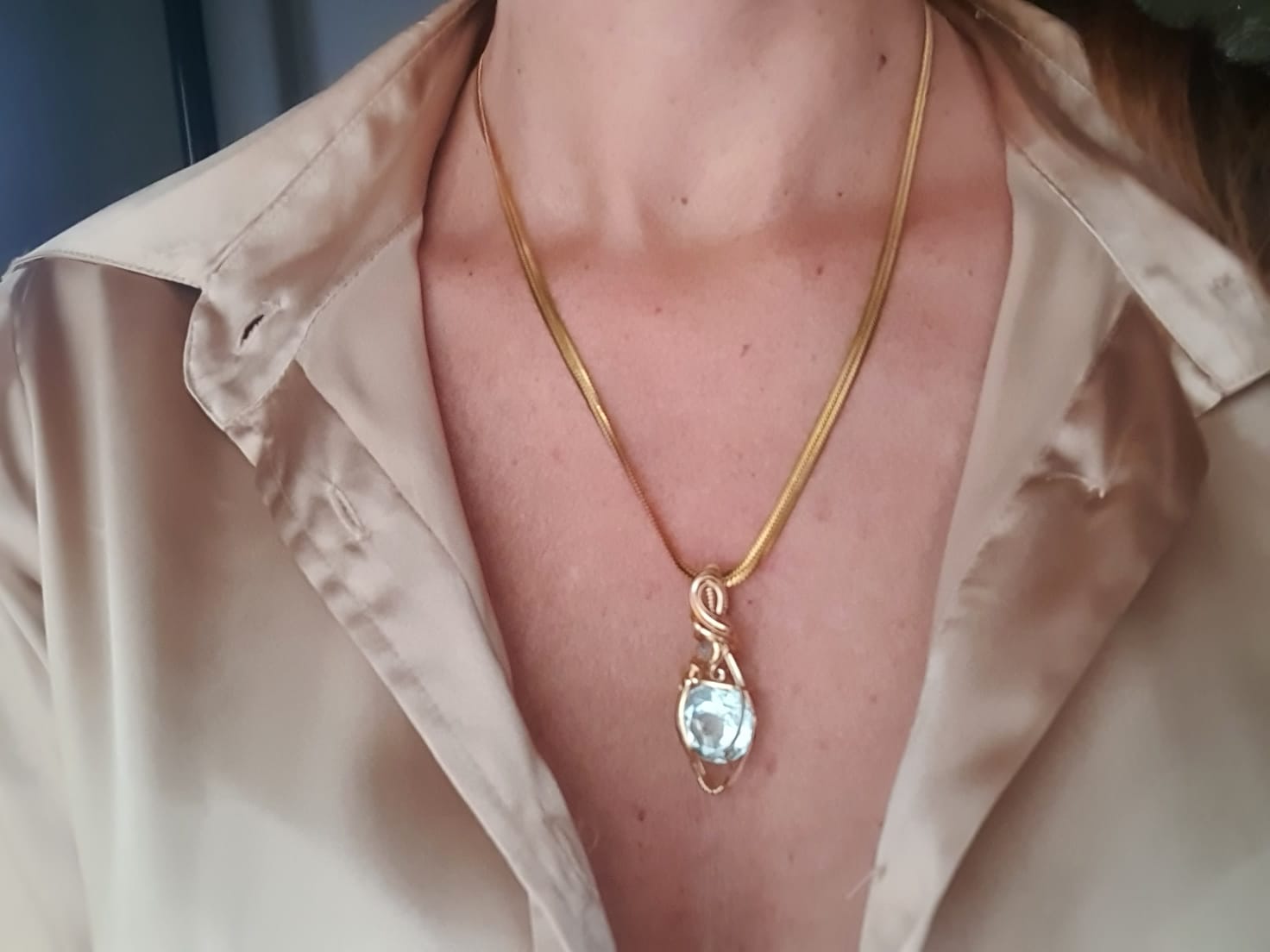 Ciondolo con Cristallo Andara Placcato Oro – Taglio Diamante, Cuore di Atlantide