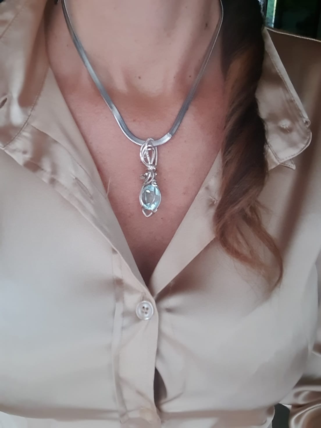 Ciondolo Cristallo Andara Cuore di Atlantide Argento – Unico nel suo genere – Taglio Diamante