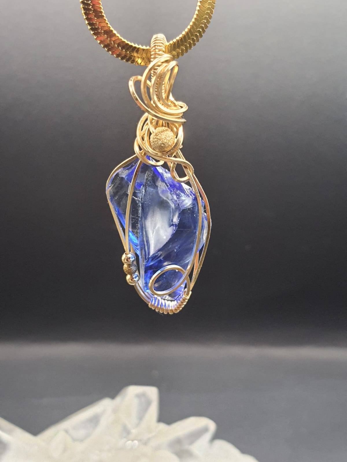 Ciondolo Oro 14K Cristallo Andara Spirito Santo – Energia Divina, Risveglio Spirituale, Alta Frequenza