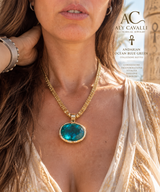 Ciondolo con Cristallo Andara Placcato 18k – Blu Verde Oceano – Attivazione DNA