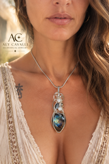 LABRADORITE – Ciondolo Placcato Argento con Madreperla | Alchimia Cristallina Light