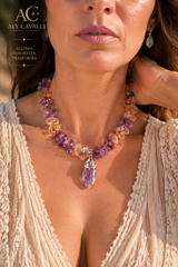 AUREA VISIONE – Collana Ametista, Citrino e Andara Ametista in Argento 925 | Alchimia Cristallina