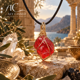 Ciondolo con Cristallo Andara Solar Fire oro14k – Alta Vibrazione, Attivazione DNA, Codici di Luce, Guarigione Energetica
